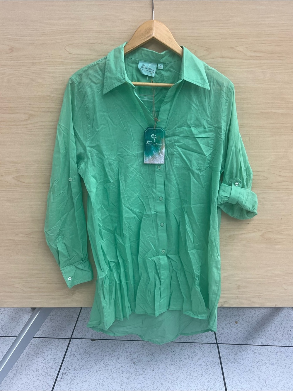 True Destinations Resort Wear Green Button-Up Tunic